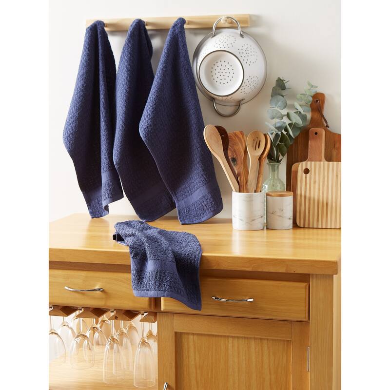 DII Solid Terry Waffle Dishtowel Set of 4