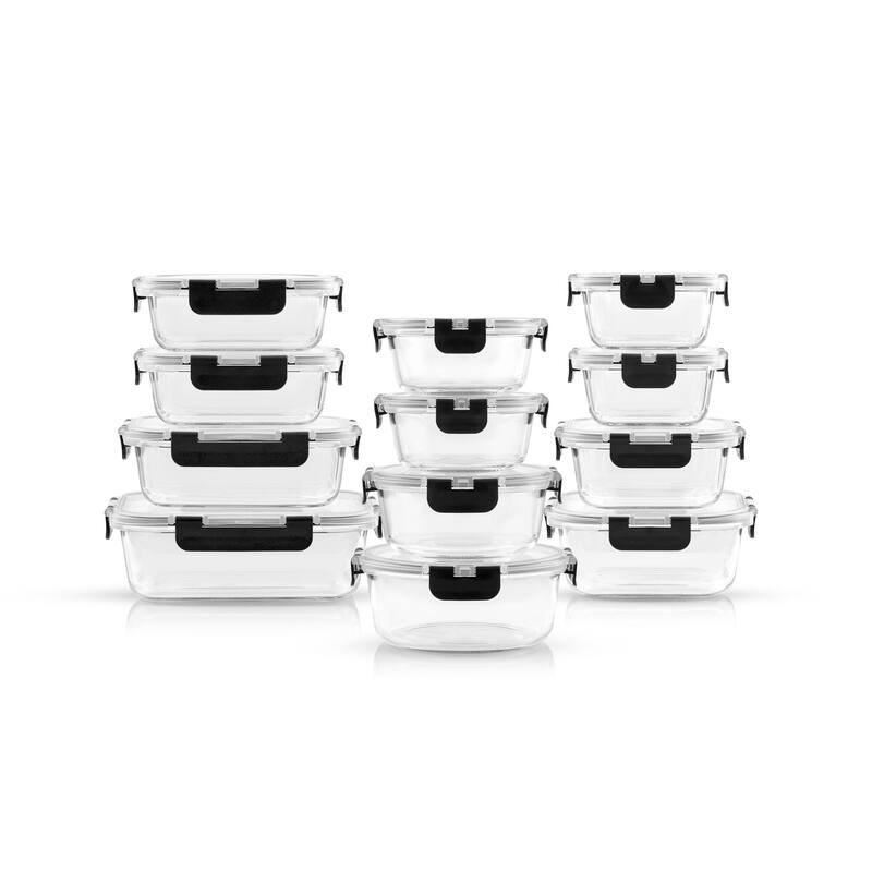 JoyFul 24 Piece Glass Food Storage Containers Set with Airtight Lids