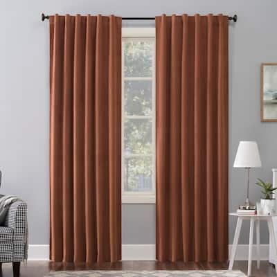 Sun Zero Amherst Velvet Noise Reducing Thermal Extreme Total Blackout Back Tab Curtain Panel, Single Panel