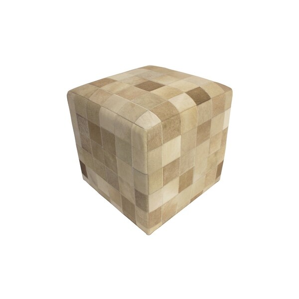 Noori Home Geometric Hide Pouf Lucas, Brown (18"x18"x18"). Opens flyout.