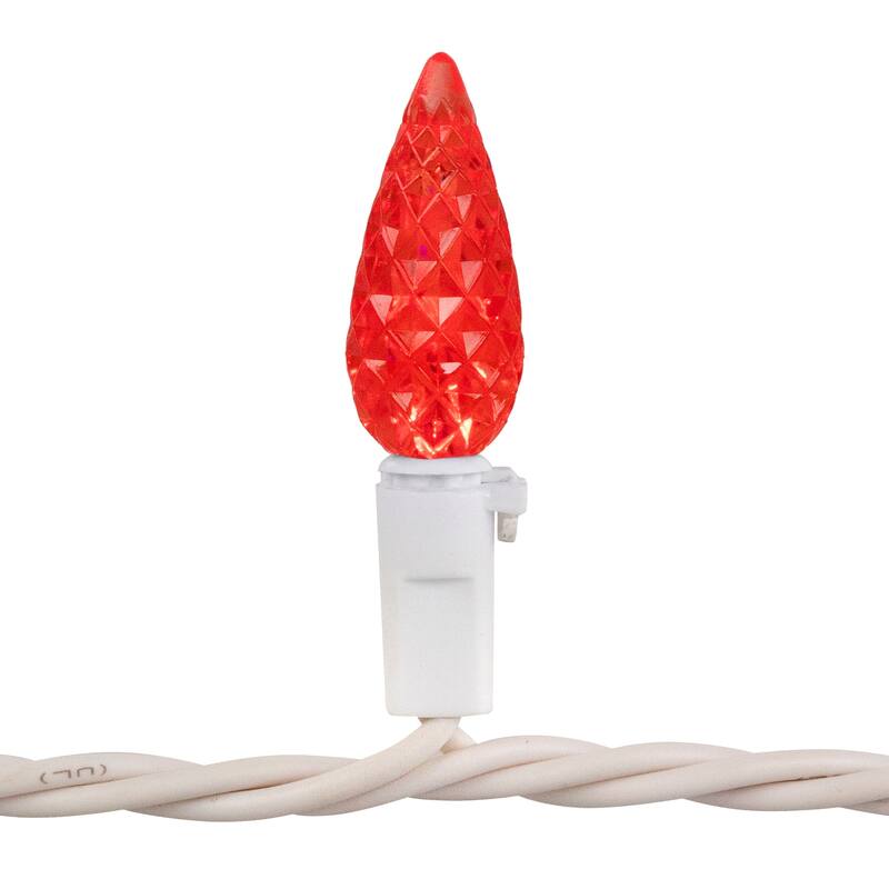 Patriotic LED C6 Faceted Christmas Lights - Red, White and Blue - 16.5' White Wire - 50ct