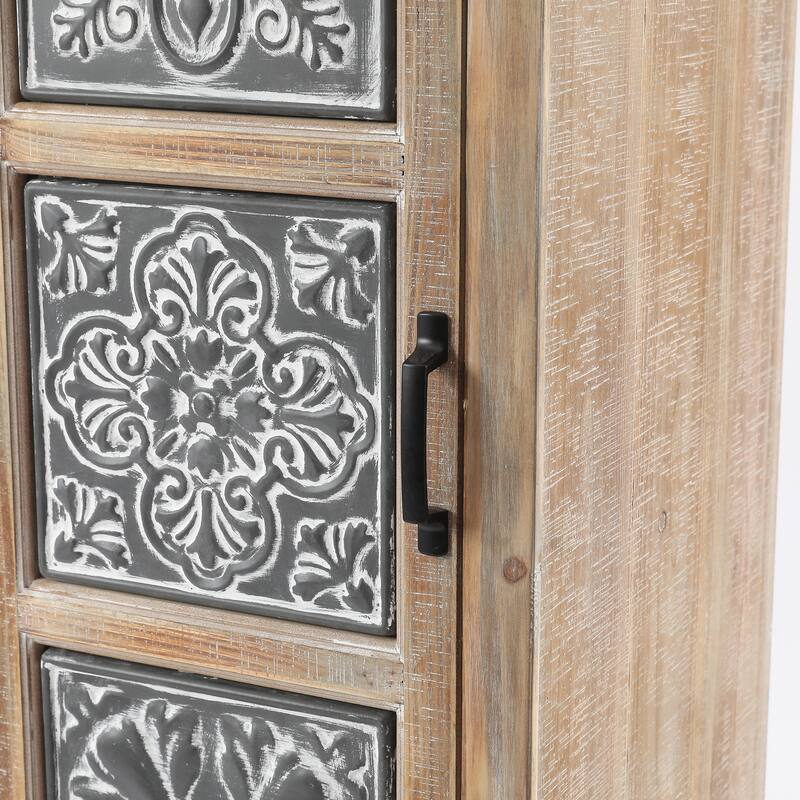 Rustic Wood 2-Drawer 1-Door Storage Cabinet - 48.23" H x 15.75" W x 15.16" D