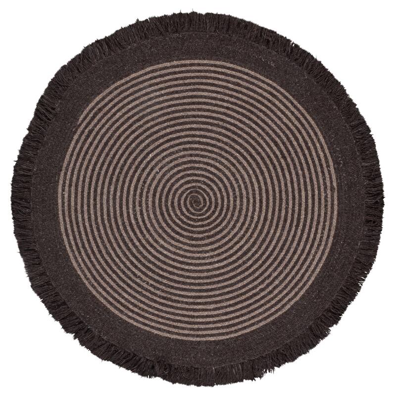 SAFAVIEH Handmade Braided Shehide Wool Rug - 5' Round - Brown