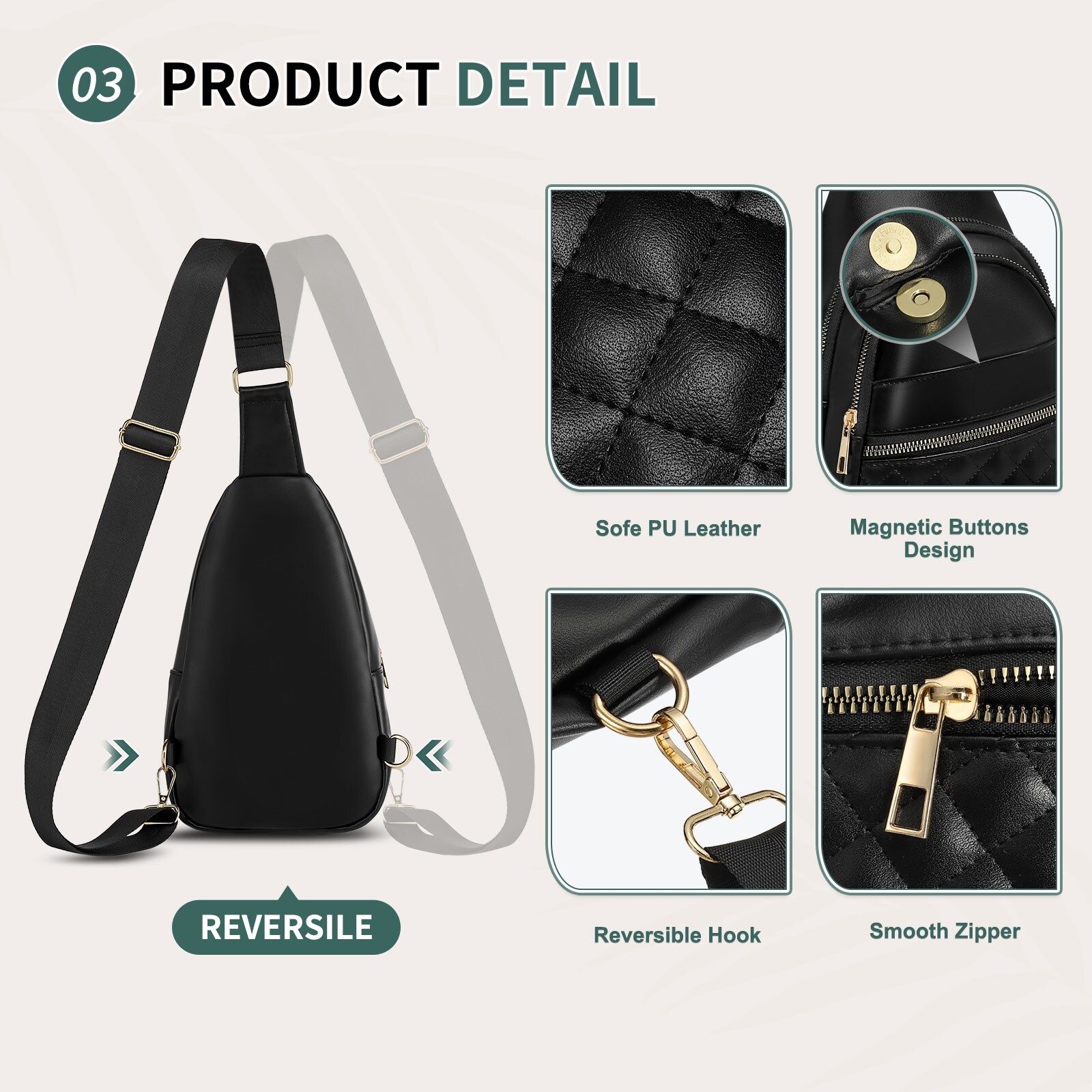 Anti Theft Mini Sling Bag PU Leather Cross Body Bag for Hiking