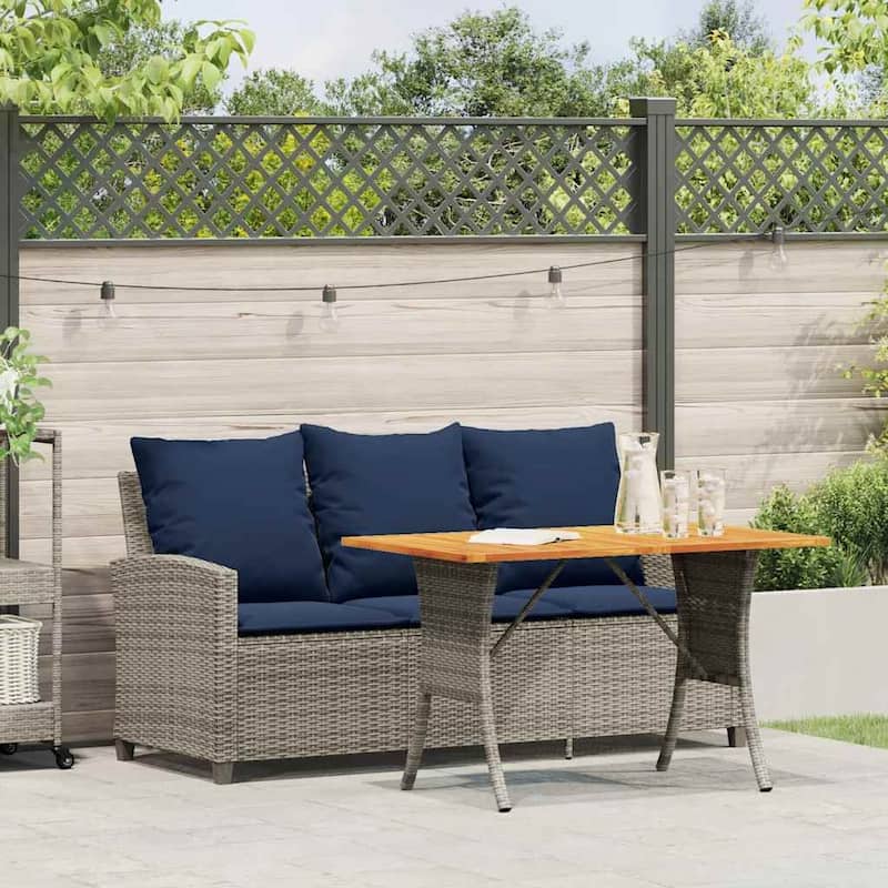 vidaXL Garden Sofa Black and Cream White