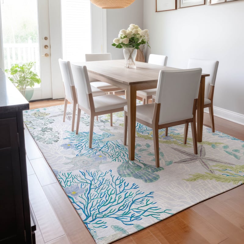 Premium Washable Super Soft Coral Starfish Coastal Mayfield Rug
