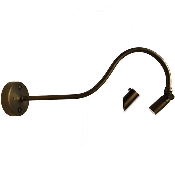 Cast Brass Micro LED Warm White Gooseneck Sign Light with Angle Shield, 12V