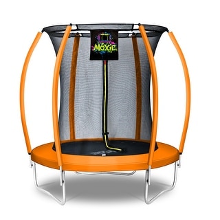 Machrus Moxie Pumpkin-Shaped Outdoor Trampoline Set with Premium Top-Ring Frame Safety Enclosure, 6 FT - Orange - 6 FT