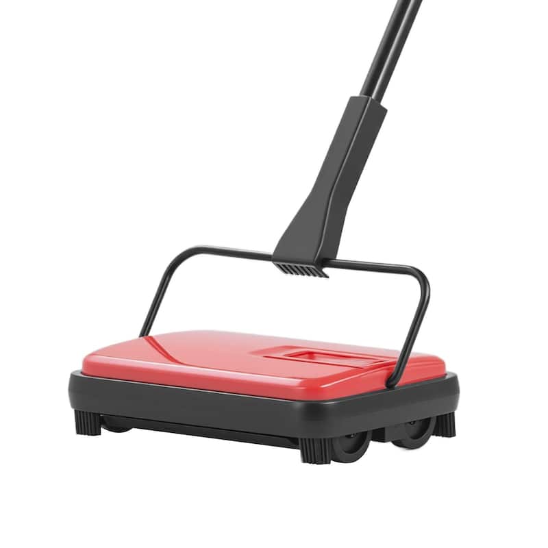 Carbon Steel Manual Carpet Sweeper with 7.87in Brush and Easy Dustbin - 44.1 x 9.1 x 6.3 inch