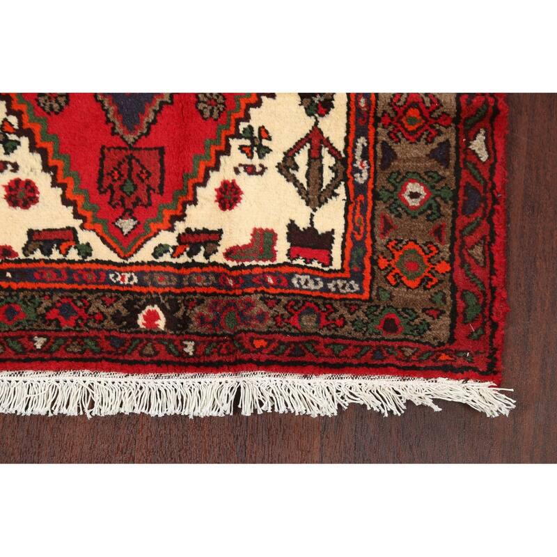 Geometric Persian Hamedan Home Decor Area Rug Hand-knotted Wool Carpet - 3'0" x 4'10"