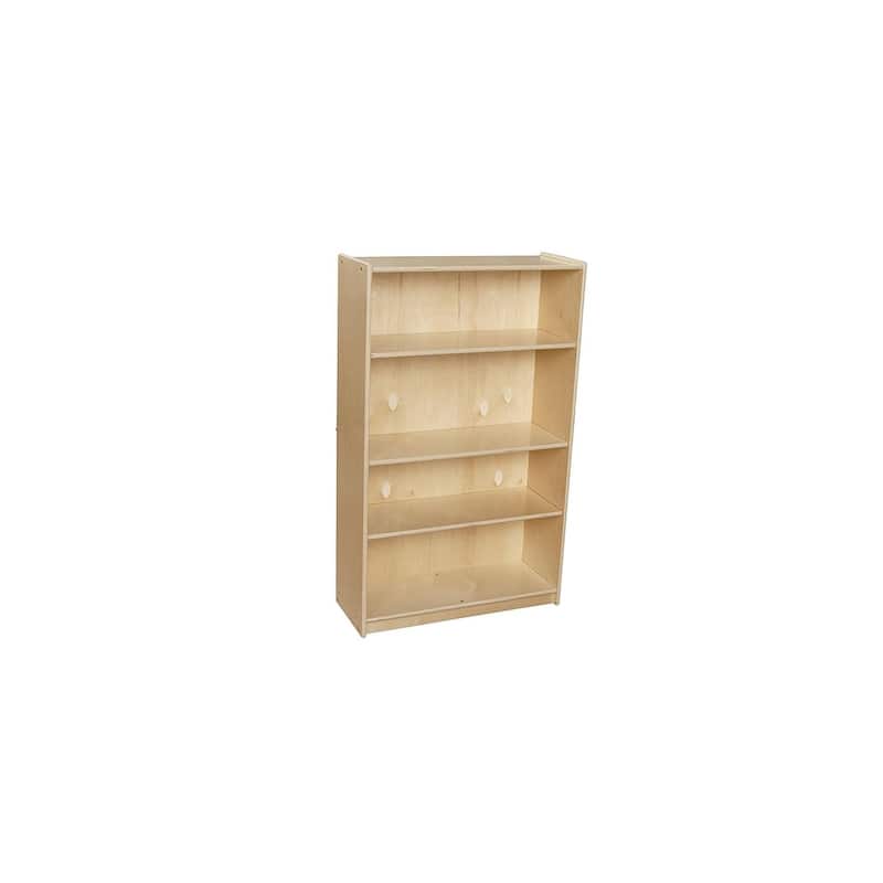 Contender Birch Bookcase With 3 Adjustable Shelf, Hardwood Classroom Organizer For Toys, Wooden Display For Kids