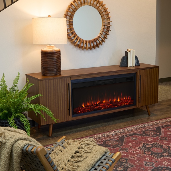 テレビ FIRE Real Flame Fresno 72 in. Media Console Electric Fireplace TV Stand