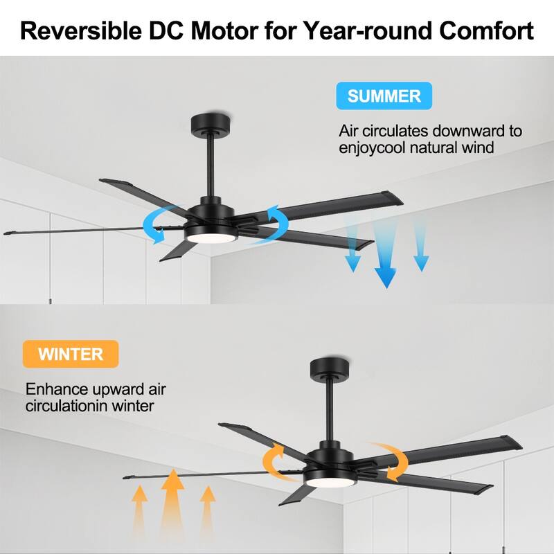 MLiAN 60 In. 5 Aluminium Blades Indoor LED Ceiling Fan with Remote, Smart Ceiling Fan - 60"