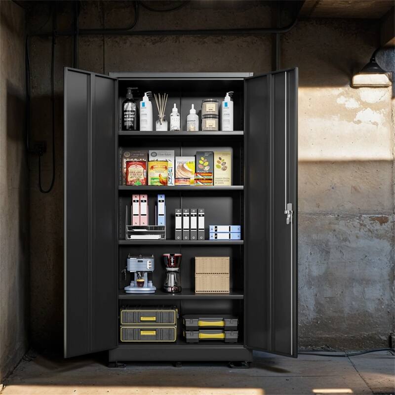 Steel Garage Storage Cabinet with Locking Doors and Adjustable Shelves