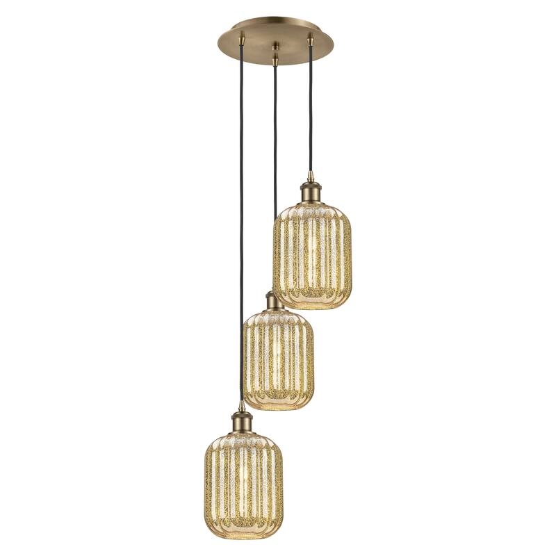 Innovations Lighting Endless Possibilities Ballston - Preston - 3 Light 13" Jar Shade Cord Hung Multi Pendant - Antique Brass/Mercury
