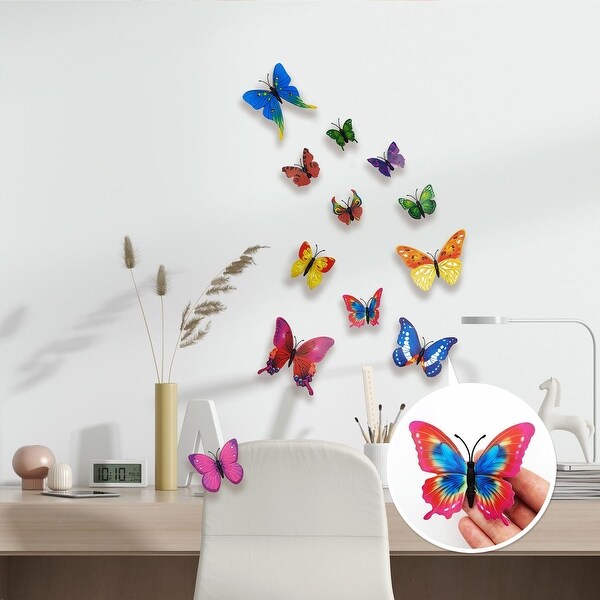 Butterfly 36pcs 3D Butterfly Wall Sticker Decal Sticker for Home Decoration Fuchsia 