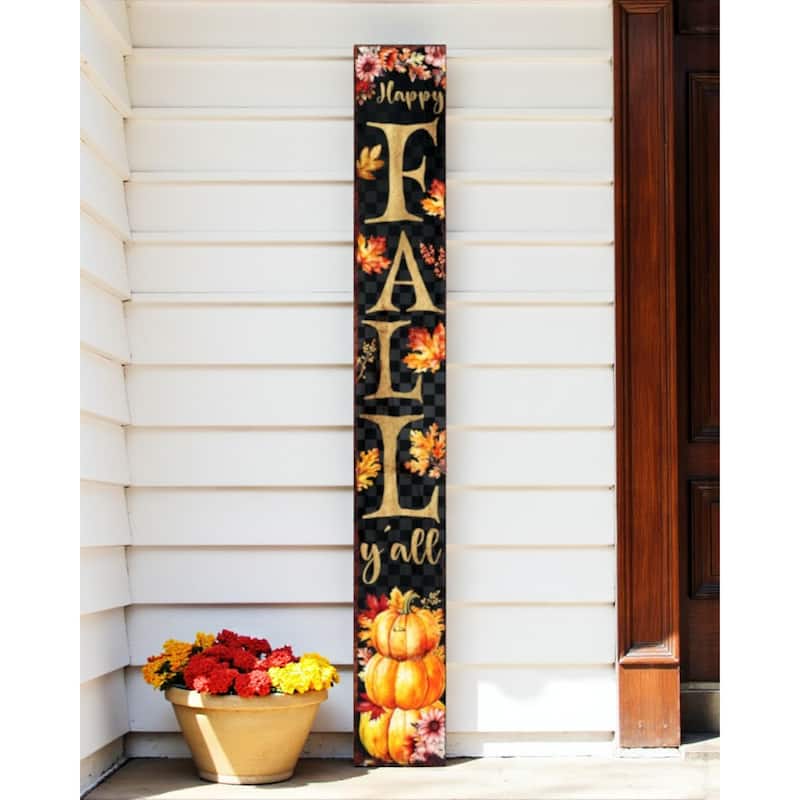 HomeRoots 72" Black Gold And Orange Solid Wood Happy Fall Porch Sign - Orange/Gold/Black - Wood