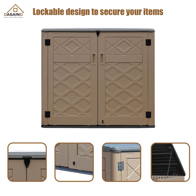 53 in. W x 34 in. D x 47 in. H Coffee HDPE Outdoor Storage Cabinet - N/A
