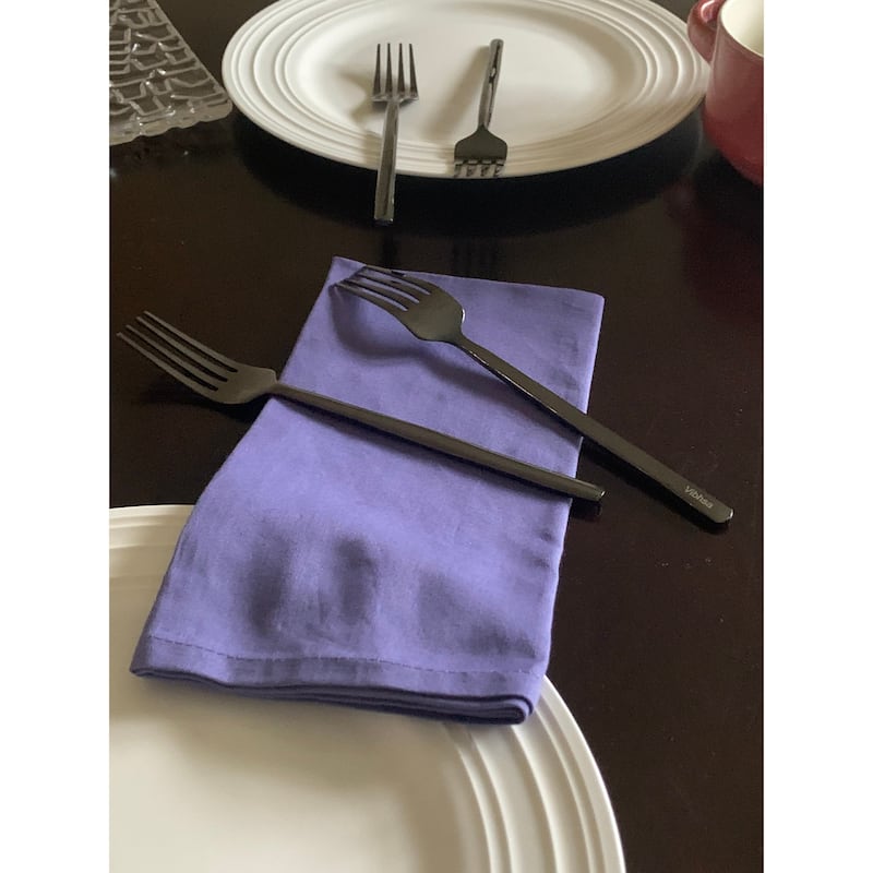 VIBHSA Dinner Forks Set of 6 Pieces (Stainless Steel, Black Glossy)