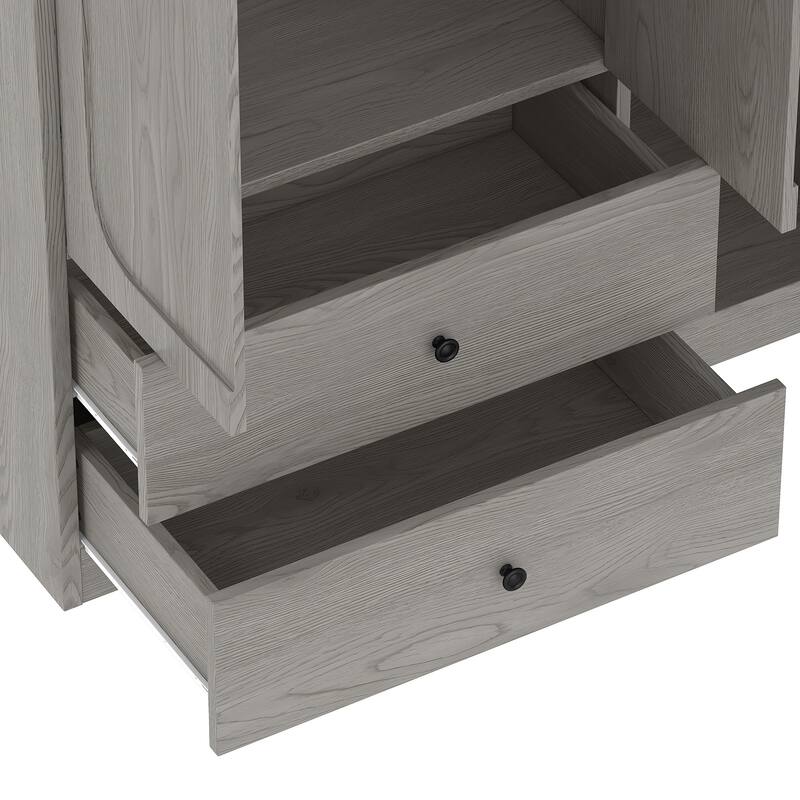 2-Door Wardrobe with Convertible Desk, Multiple Drawers & Hanging Storage