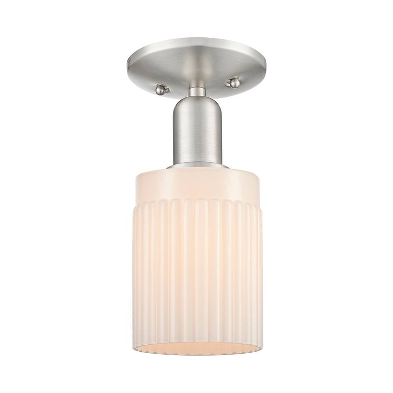 Innovations Lighting 716-1C-11-5 Hadley Semi-Flush Hadley 5" Wide - Brushed Satin Nickel / Matte White