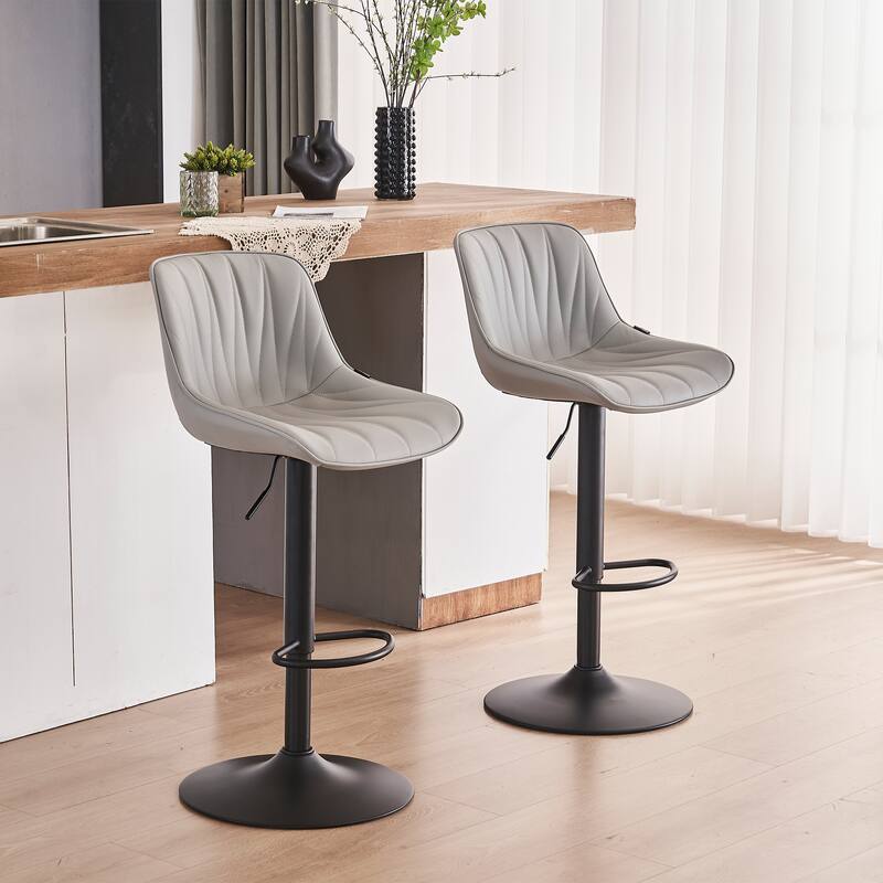 Adjustable Swivel Bar Stools Set of 2 Modern Upholstered Counter Stools