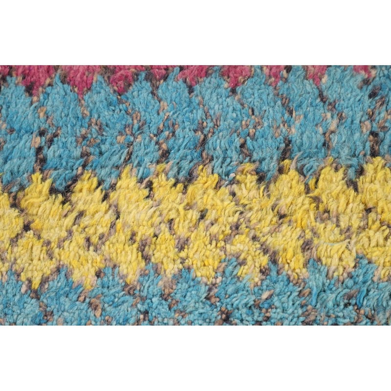 Plush Moroccan Style Rug Hand-Knotted Wool Carpet - 7'8" x 10'11"