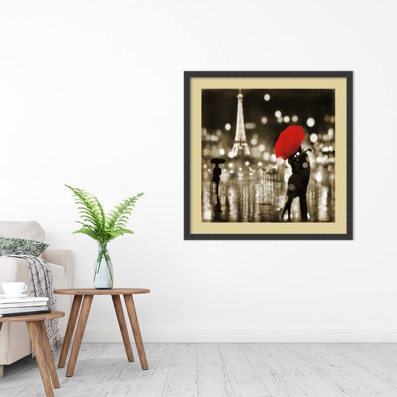 Framed Art Print 'A Paris Kiss' by Kate Carrigan 34 x 34-inch