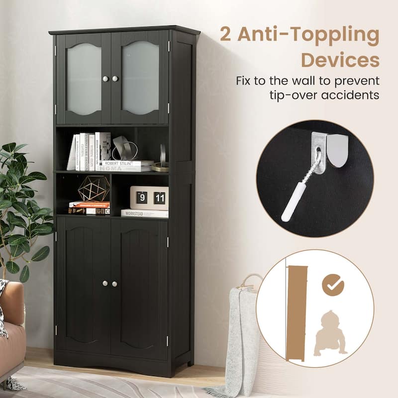 Costway 58.5" Tall Bathroom Storage Cabinet Freestanding Linen Cabinet - See Details