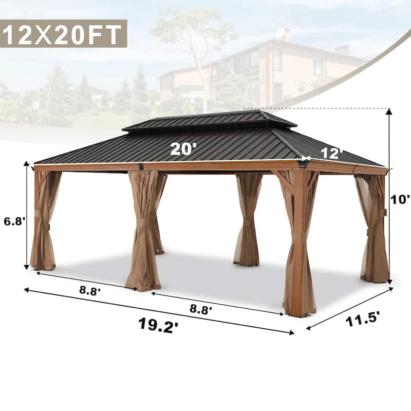 ABCCANOPY Outdoor Hardtop Gazebo with Galvanized Steel Double Roof