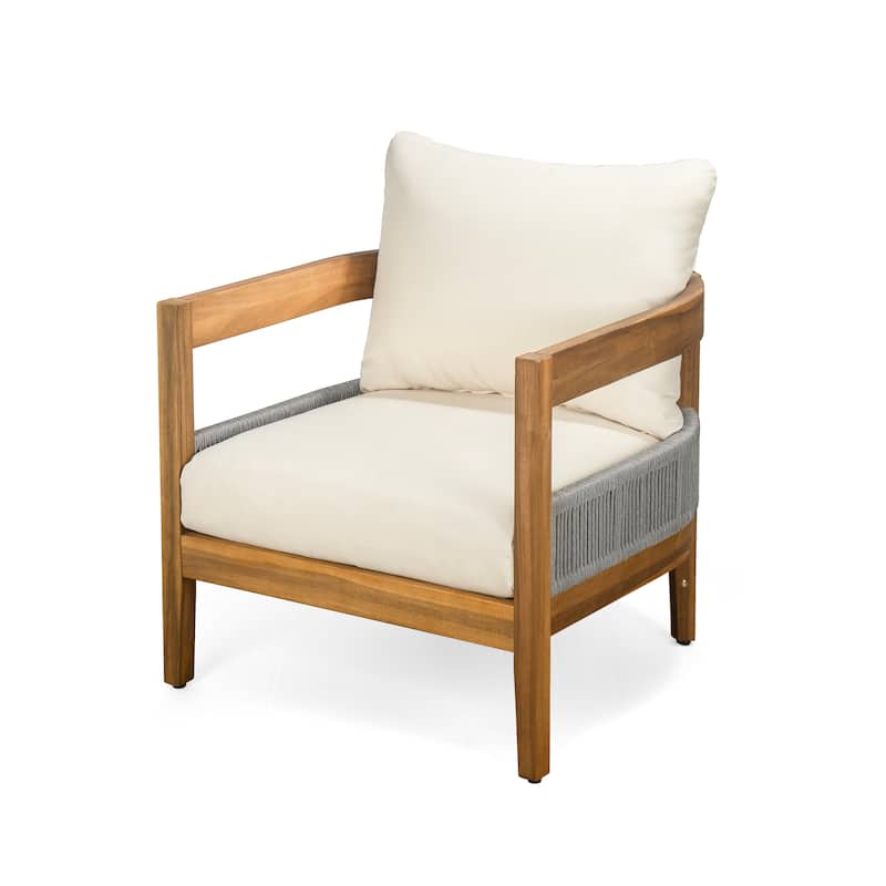 Christopher Knight Home - Ian Outdoor Acacia Wood Club Chair With Table Set