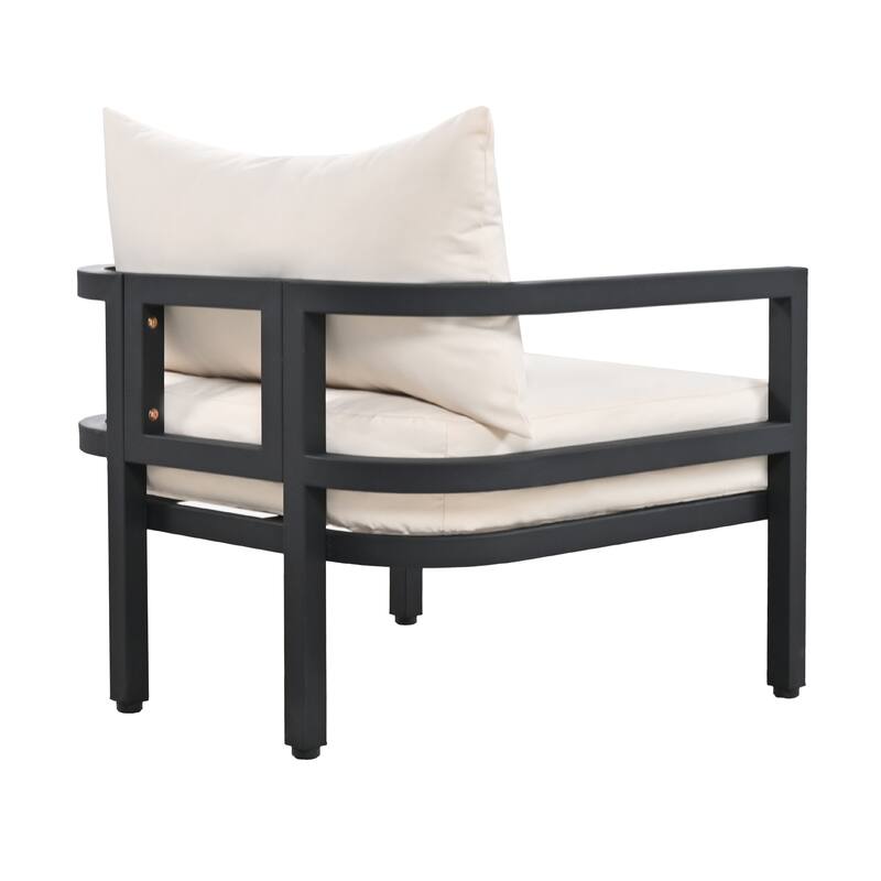 Roomfitters 4-Piece Outdoor Steel Sofa Set with Coffee Table, 3-Seater Couch and 2 Armchairs for Patio Garden
