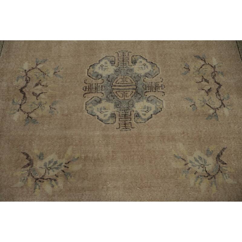 Hand Knotted Oriental 100% Wool Carpet Transitional Medallion Brown Anatolian Area Rug - 9' 7'' X 6' 1''
