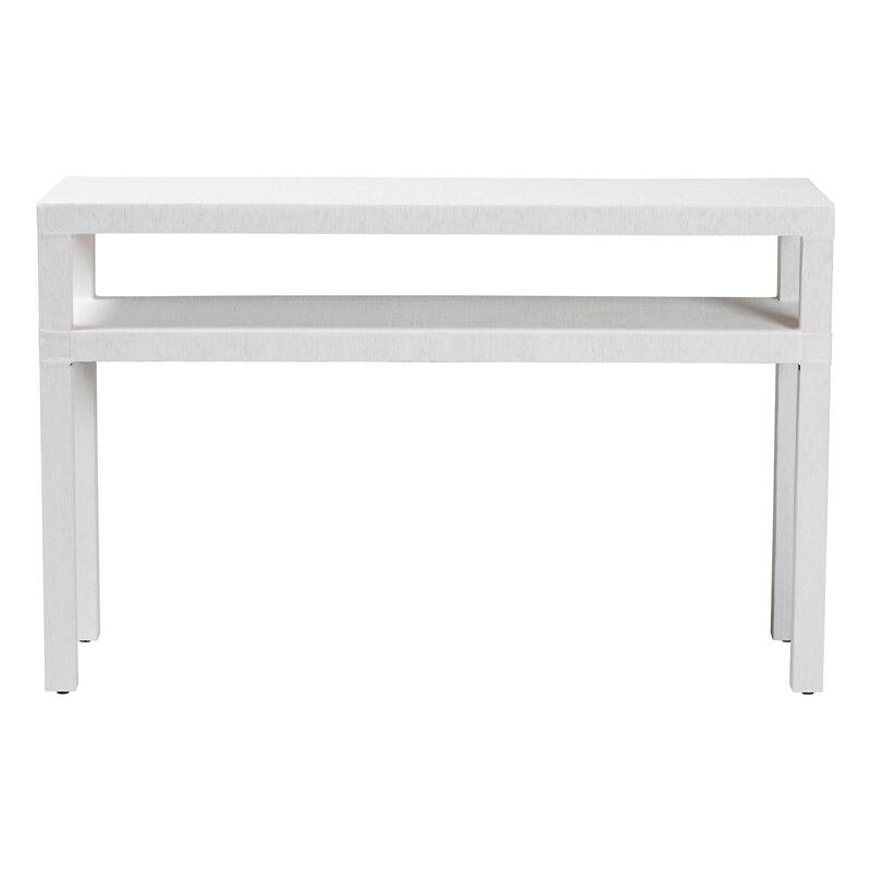 Gale Natural Grasscloth Console Table - Two-Tier Entryway Table with Open Shelf, Modern Coastal Accent Table