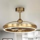 preview thumbnail 1 of 12, 27" Modern Gold ABS 3-blade Fandelier Bladeless Ceiling Fan with Light and Remote