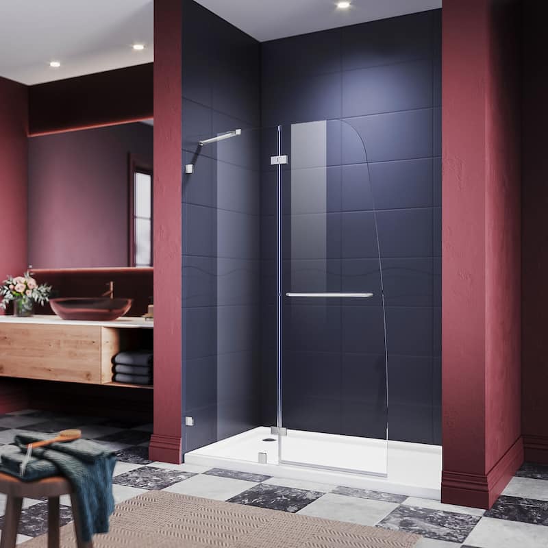 Elegant Shower Doors for Bathtub 48 in. W x 58 in. H Frameless in Chrome Finish Bathtub Hinged Door Excluding Bathtub - 48'' W x58'' H - Chrome