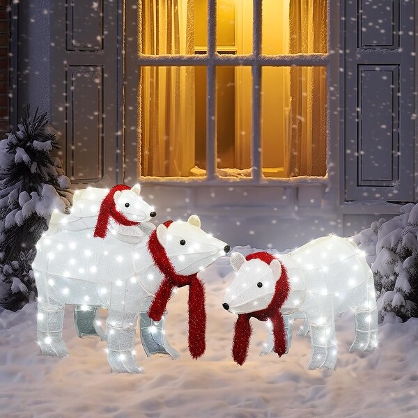 Mieres 3-Piece Indoor and Outdoor Lighted Polar Bear Family for