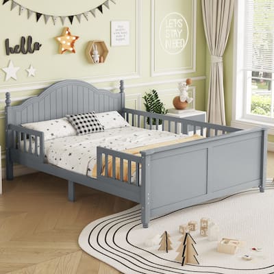 Full Size Bed For Kids, Wood Full Platform Bed with Headboard and Footboard