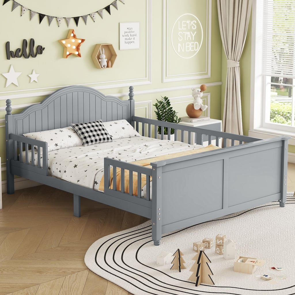 Full Size Bed For Kids, Wood Full Platform Bed with Headboard and Footboard
