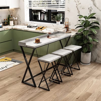 4-piece X-shaped Table and Stool Pub Set