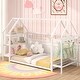 preview thumbnail 12 of 18, Twin Size Montessori Floor House Bed with Detachable Storage Shelves and Clothes Hanging Rack White