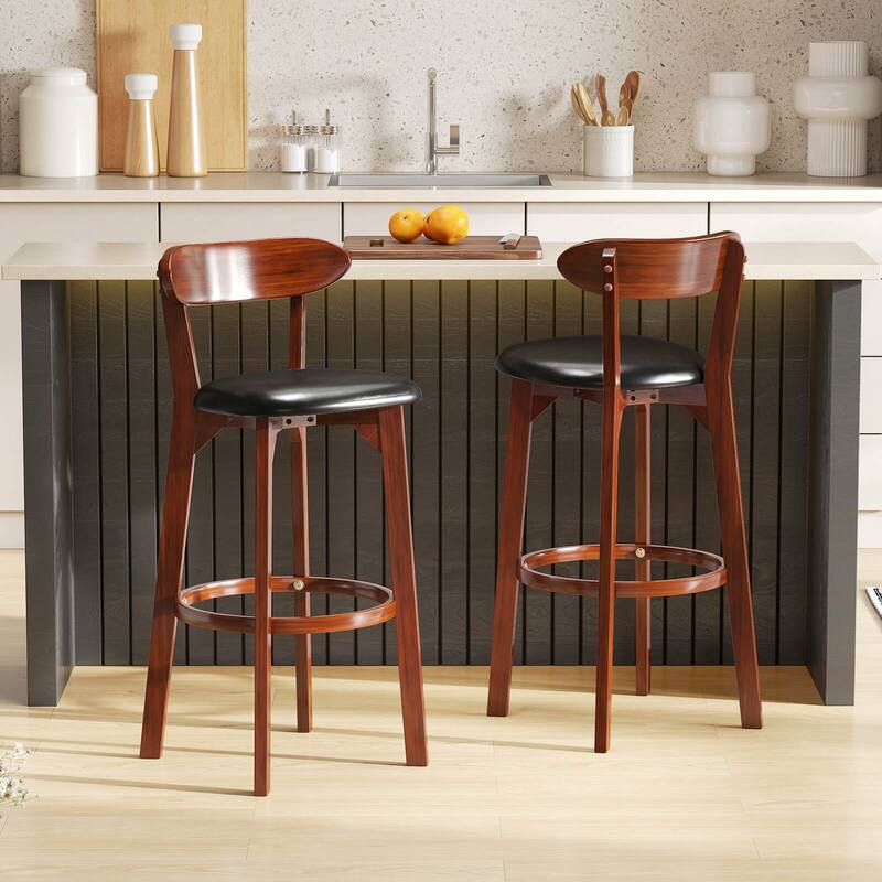 Costway 30.5" Bar Stool Set of 2/4 with Curved Backrest & Footrest - See Details