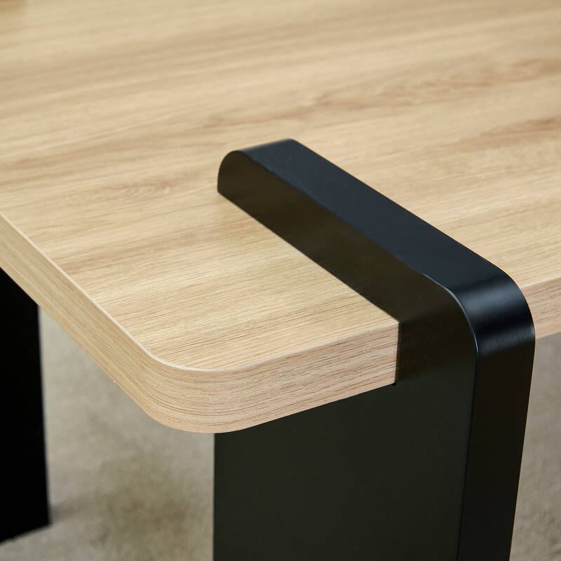 39.3" MDF Modern Coffee Table with Dark Wood Grain and Minimalist Design