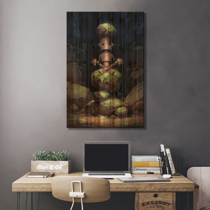 Totem Print On Wood by Matt Dixon - Multi-Color