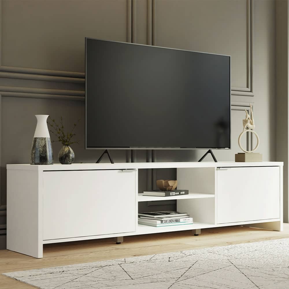 Madesa TV Stand Large Media Console with Cable Management for 65, 75 Inch Media Storage - 80 inches