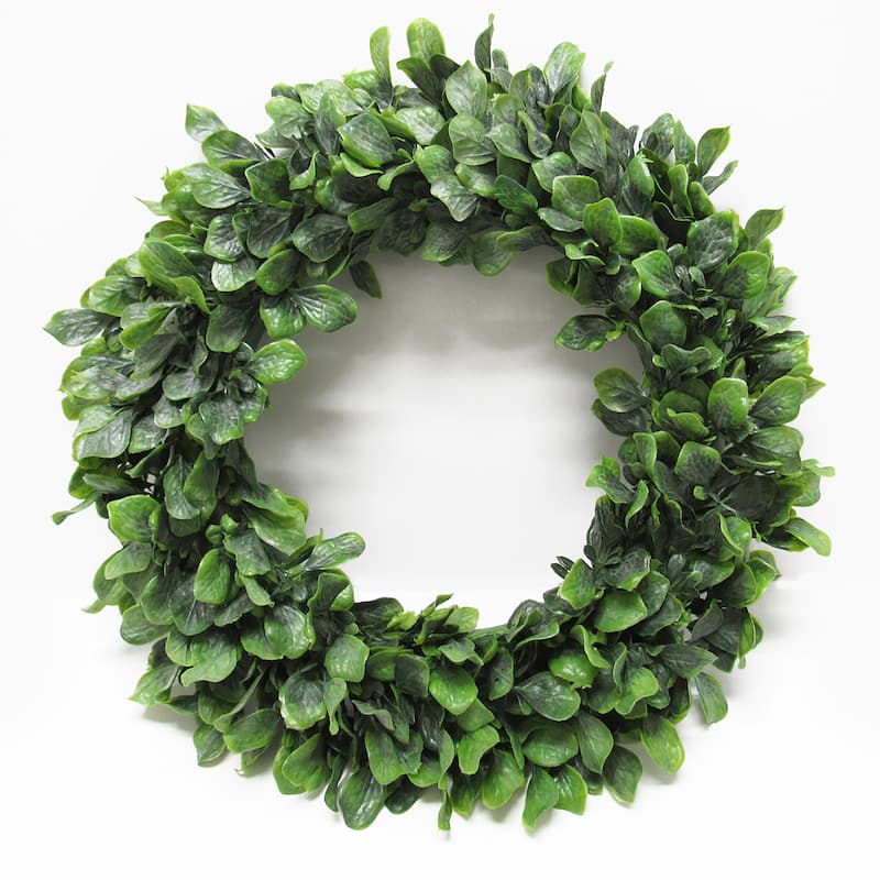 Frosted Green Artificial Lamb's Ear Leaf Foliage Greenery Wreath 14in