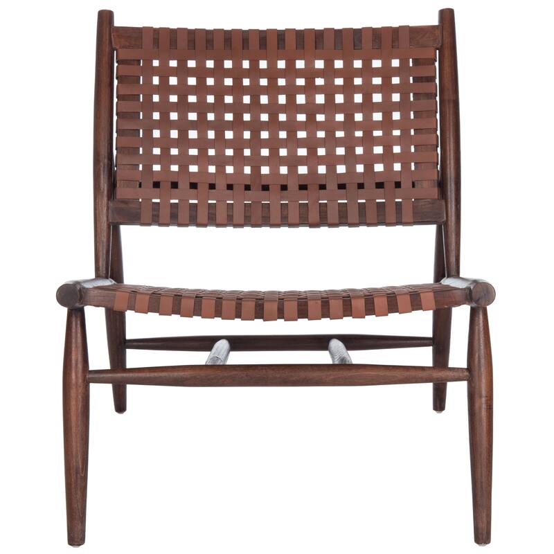 SAFAVIEH Soleil Squared Leather Woven Accent Chair - 26" W x 31.5" L x 30.7" H