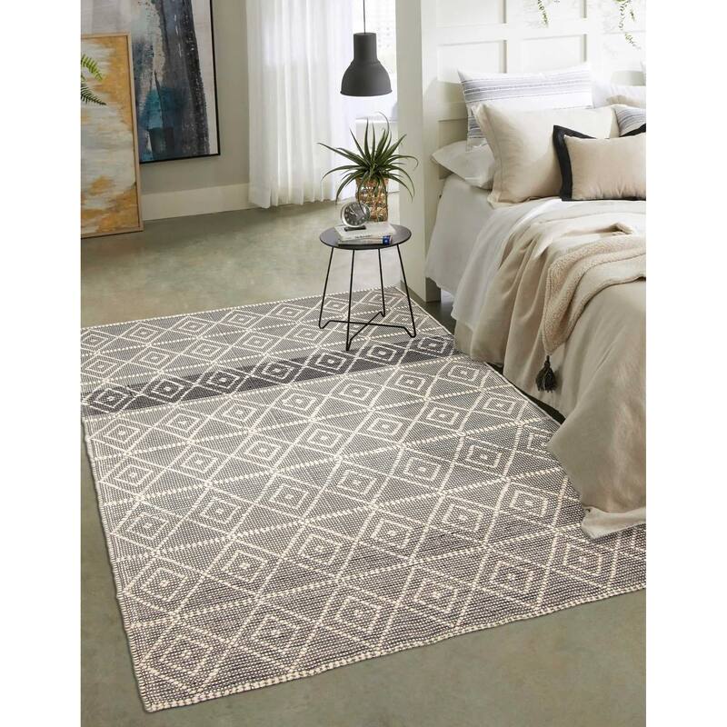 ECARPETGALLERY Braid weave Sienna Grey Wool Rug - 4'11 x 7'11