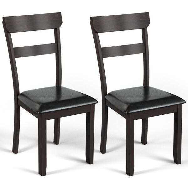 slide 1 of 11, Costway Set of 2 Dining Chairs W/ Rubber Wood Frame & Upholstered Faux Coffee - Set of 2