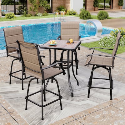 5-Piece All-Weather Swivel Outdoor Dining Set with 4 bar stools
